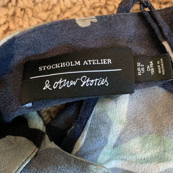 & Other Stories Black Floral Top Sleeveless Mini Dress Tunic 2 XS - Picture 3 of 6